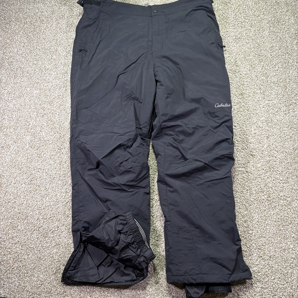 Men Black Cabelas Insulated Snow Pants Sz XL Heavy Insulated Quality Excellent